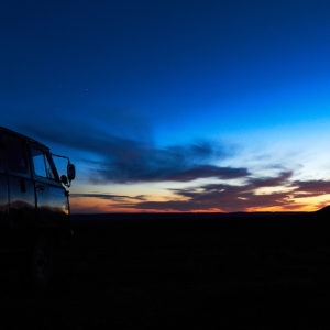 Couché de soleil à l'heure Bleue en Mongolie